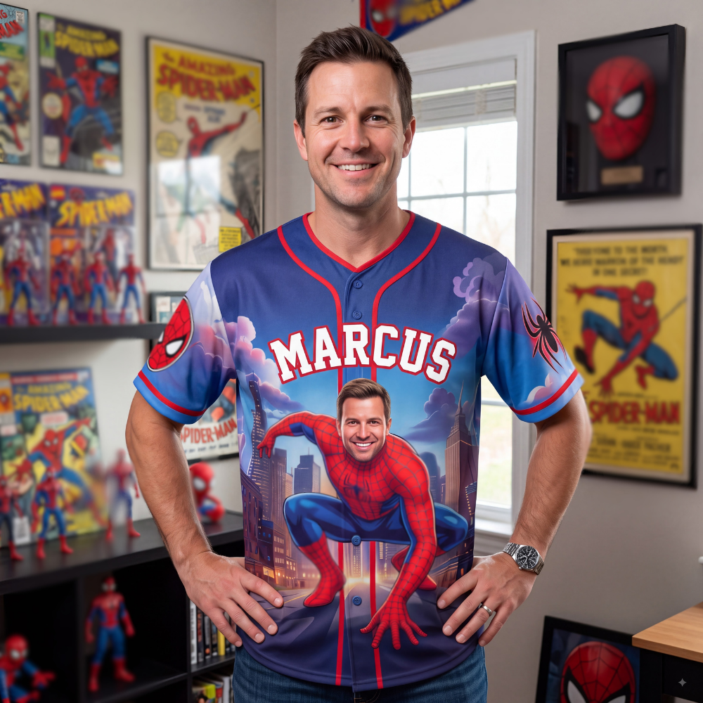 Personalized Superhero Photo Baseball Jersey Gift for Kids Baseball Jersey GradoCreations