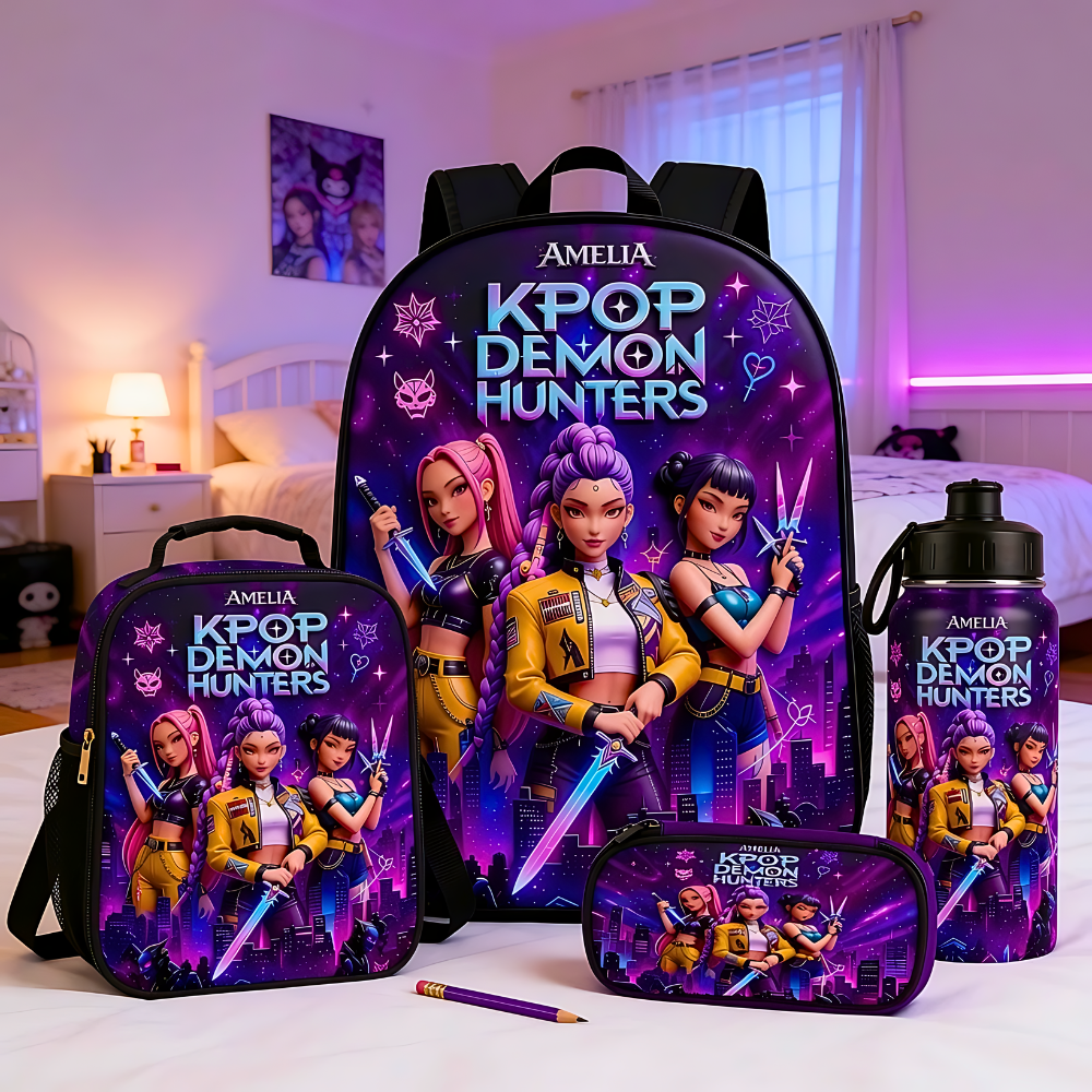 Personalized KPOP Demon Hunters School Backpack Set for Girls School Bag+ GradoCreations