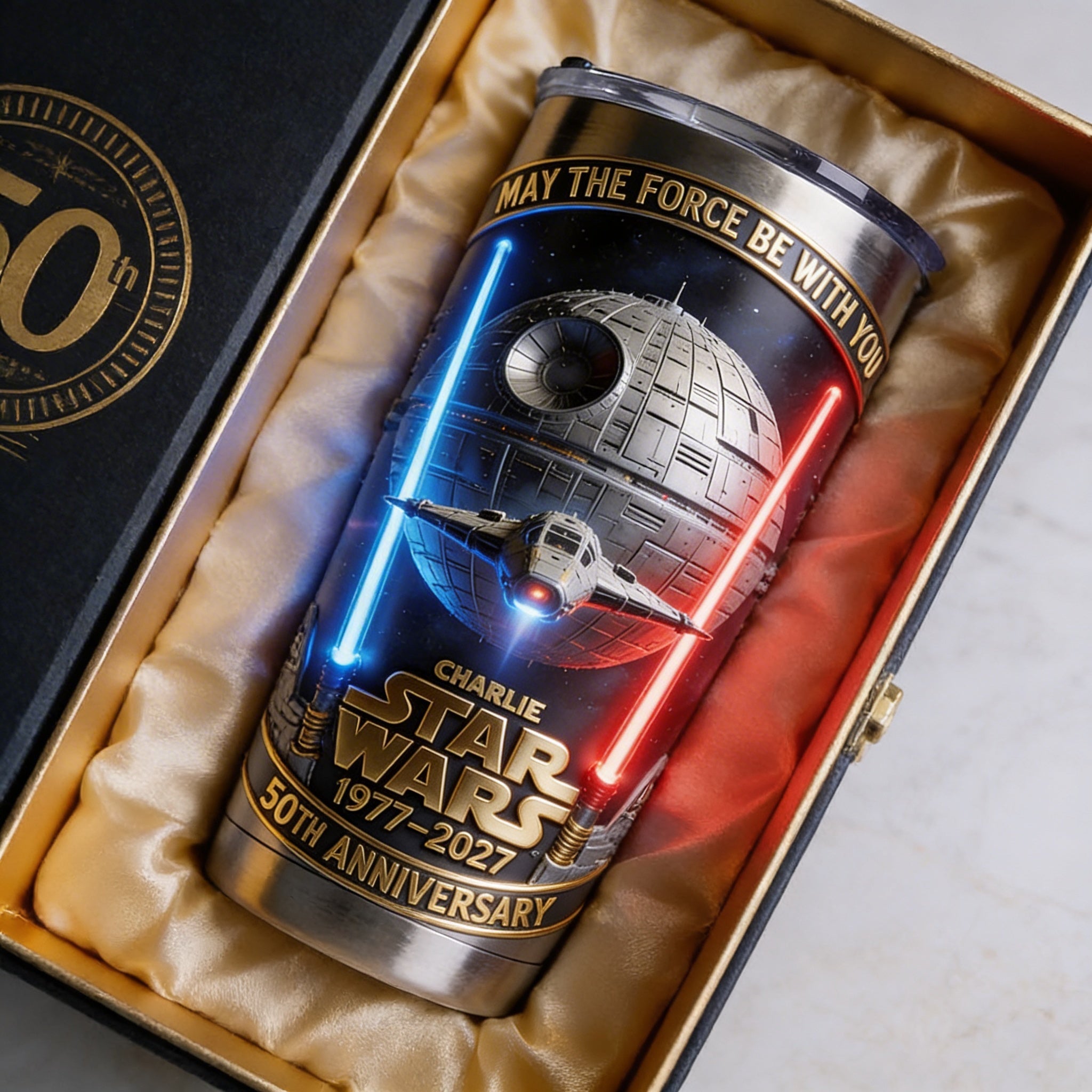 Personalized Star Wars 50th Anniversary Tumbler Gift for Movie Fans