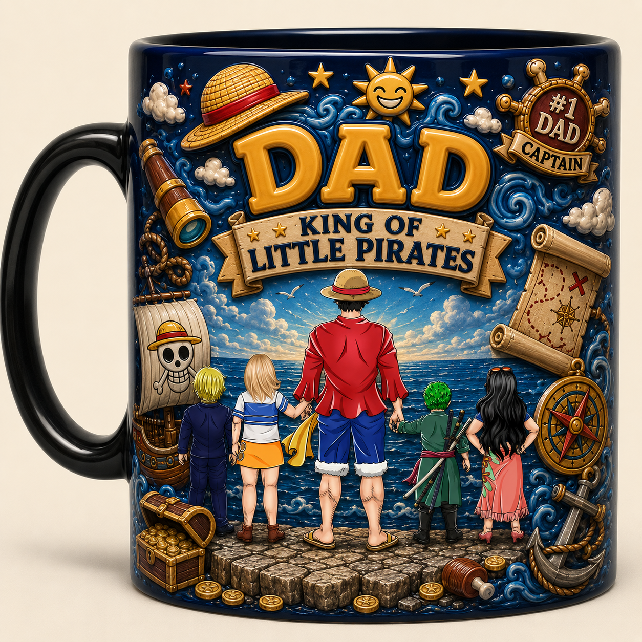 Personalized Pirate Mug for Dad | Anime Adventure Gift