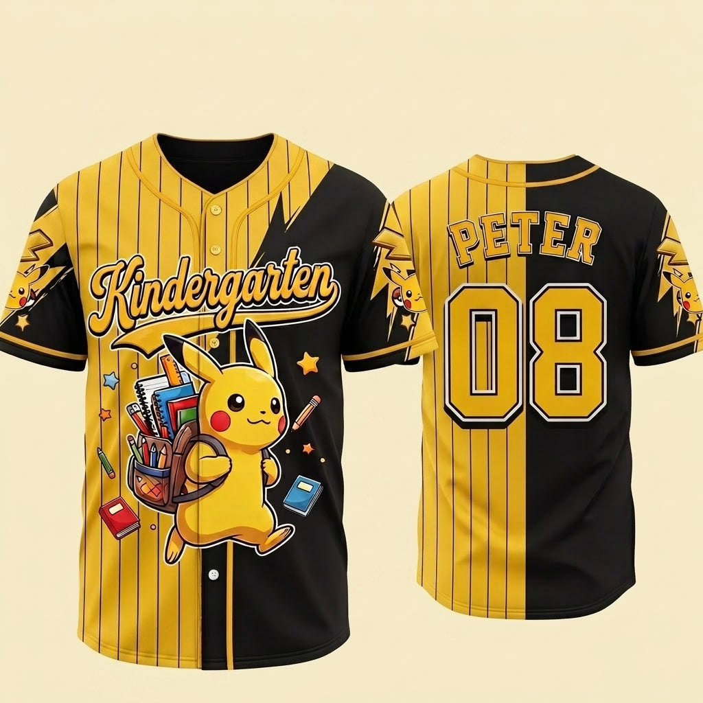 Personalized Pikachu Baseball Jersey Custom Name Gift for Kids Kid Baseball Jersey GradoCreations