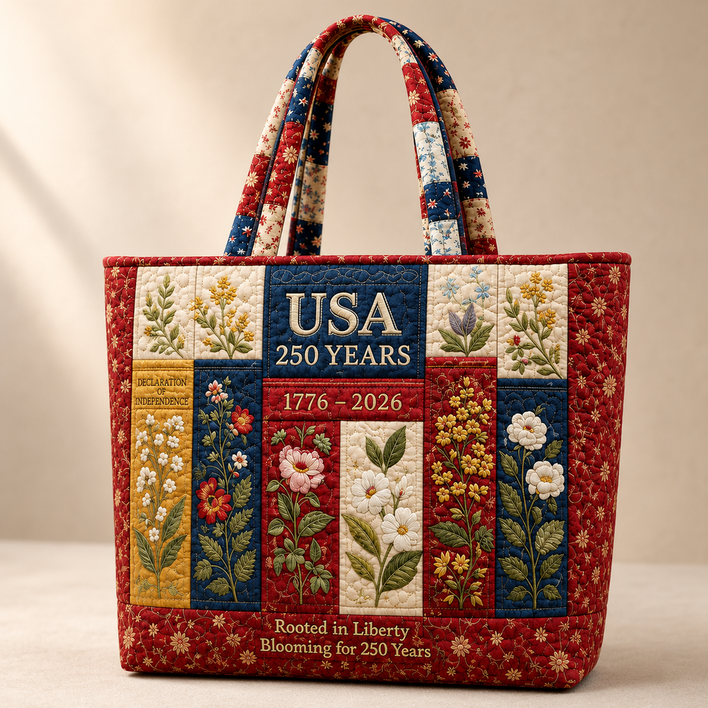 USA 250th Anniversary Quilted Tote Bag Gift for Her