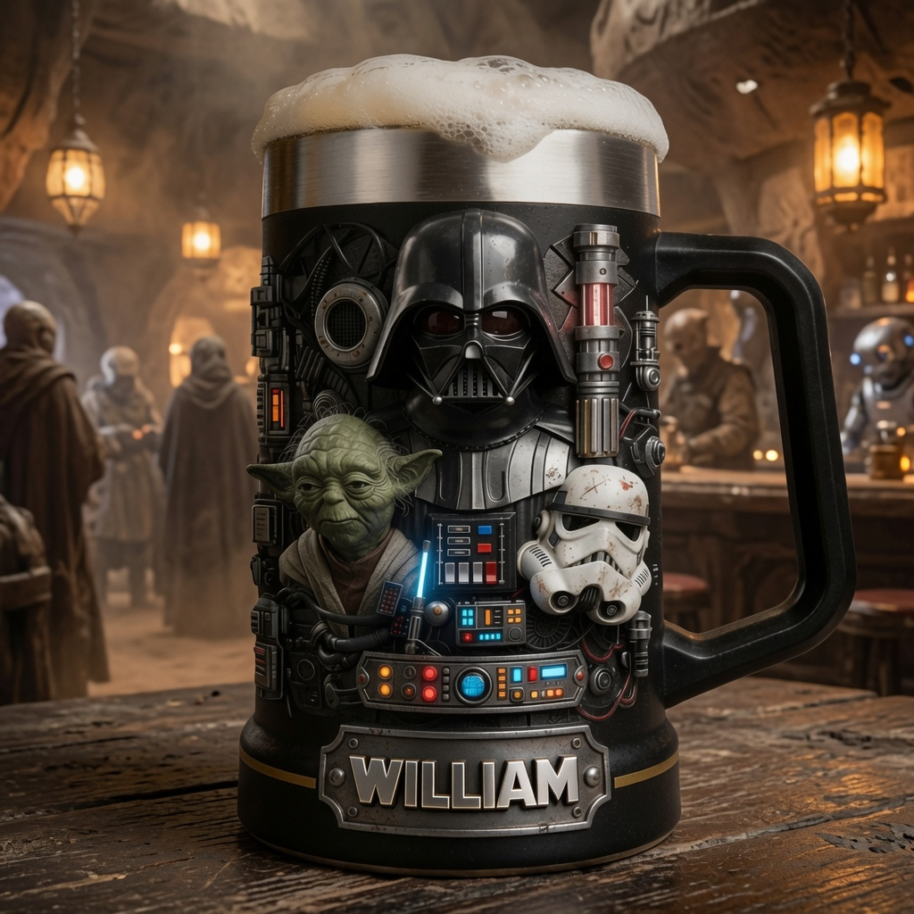 Personalized Star Wars Beer Stein Custom Name Gift for Movie Fans Beer Glass GradoCreations