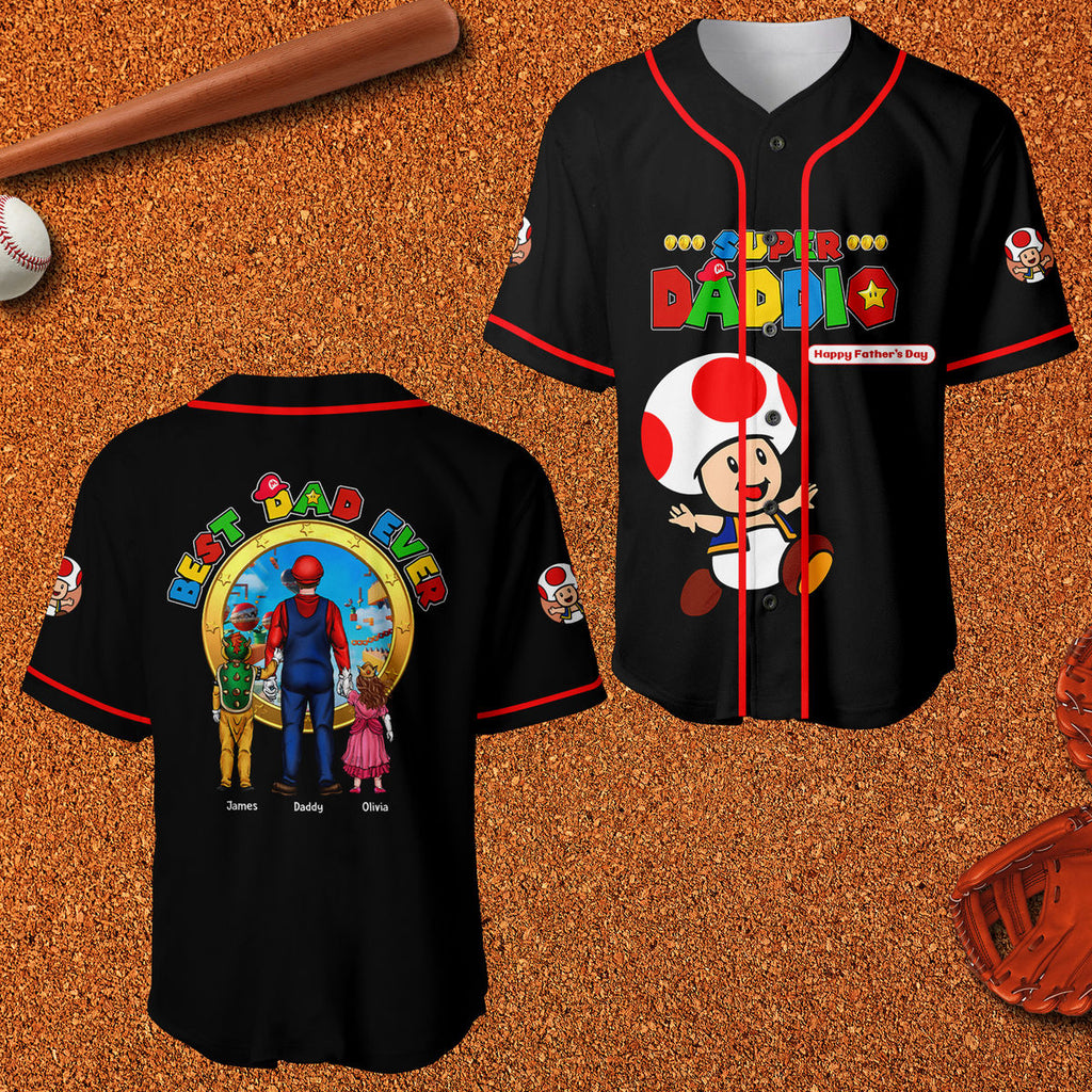 Personalized Mrio Super Daddio Baseball Jersey Unique Gift for Dad