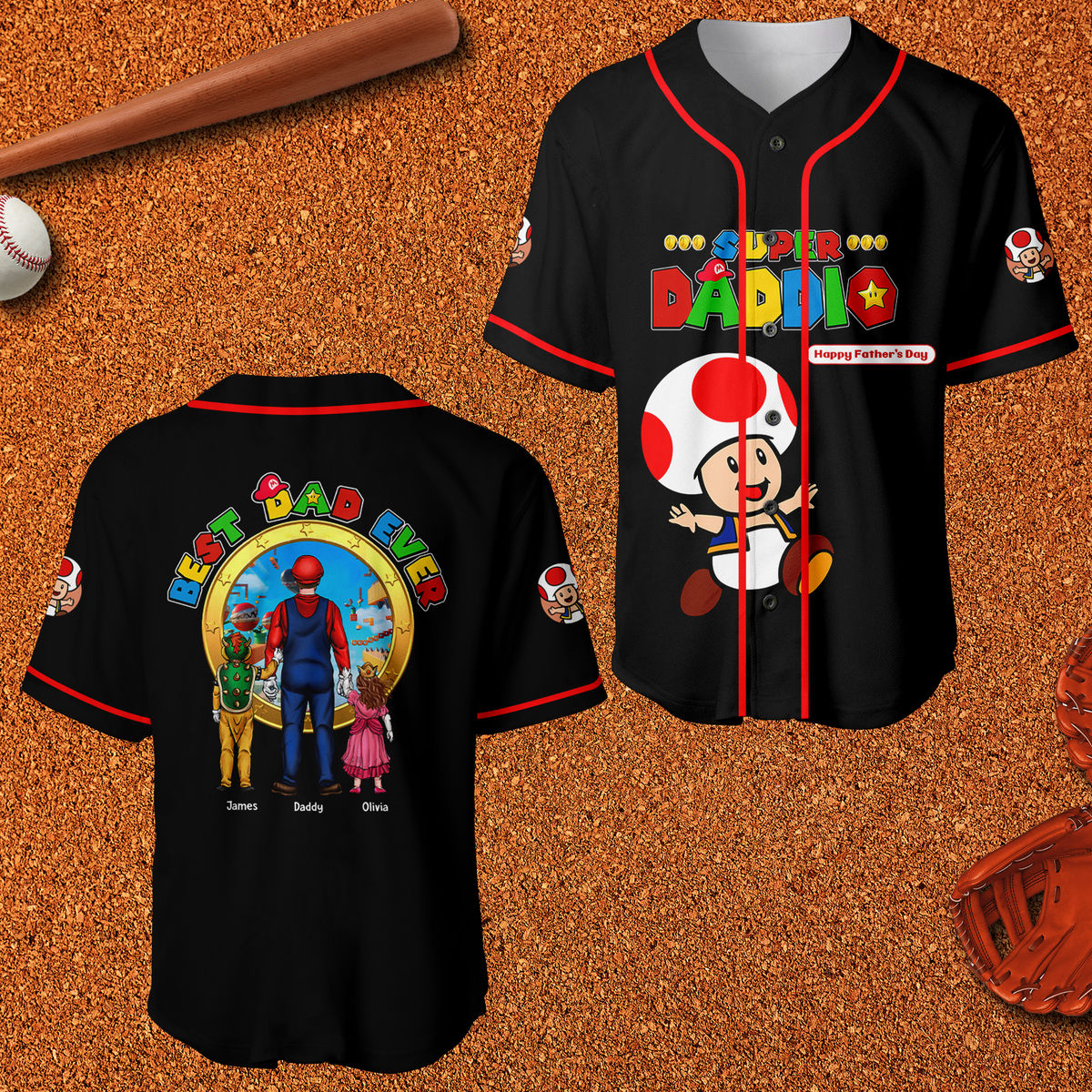 Personalized Mrio Super Daddio Baseball Jersey Unique Gift for Dad
