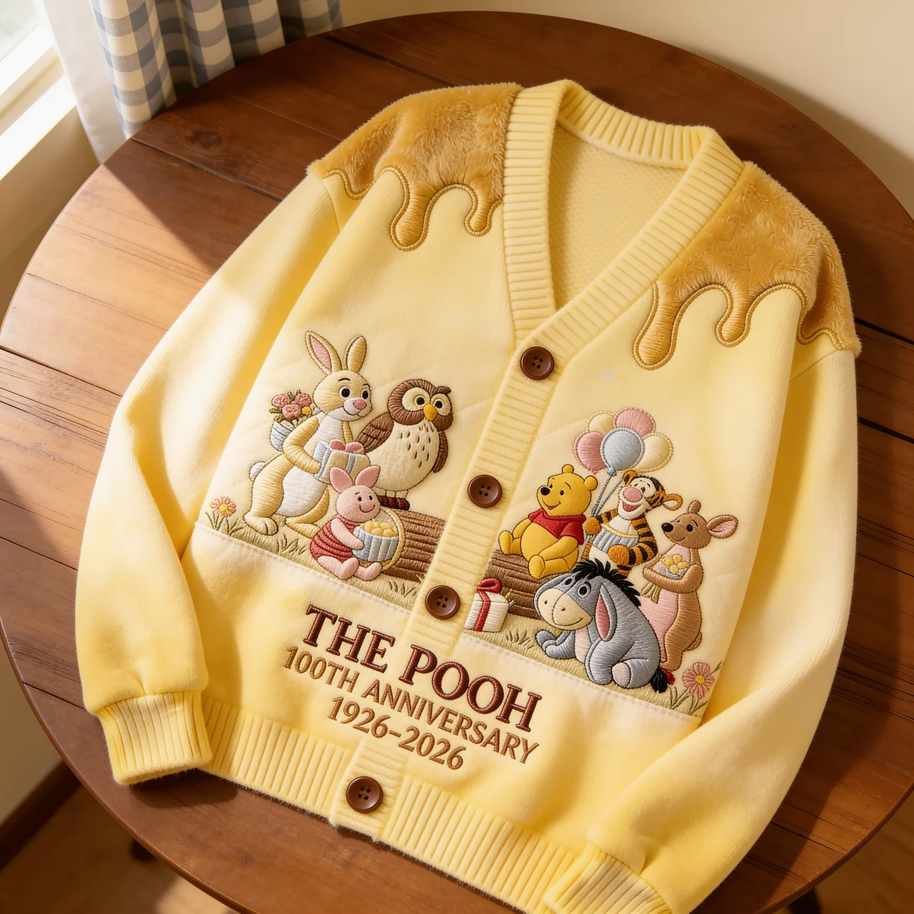 Personalized Knitted Cardigan with Pooh Characters Gift for Her Cardigan GradoCreations