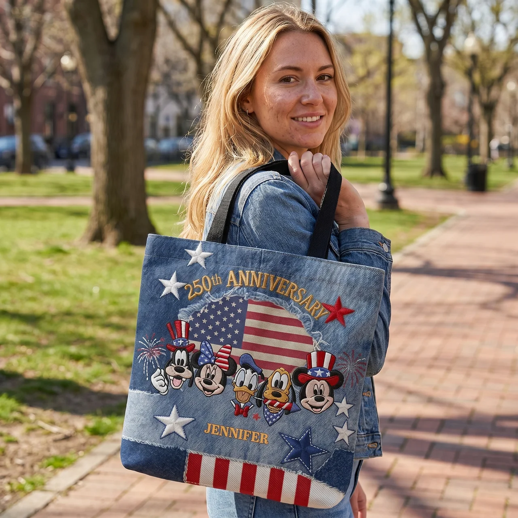 Personalized Independence Day Tote Bag Custom Name Gift for Patriots