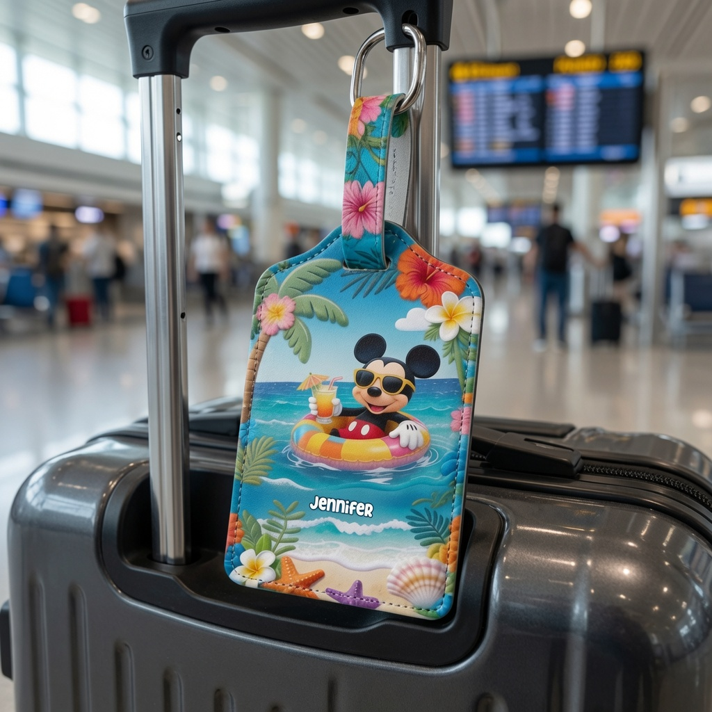 Personalized Mickey Mouse Passport Holder & Luggage Tag Set for Travelers Gift