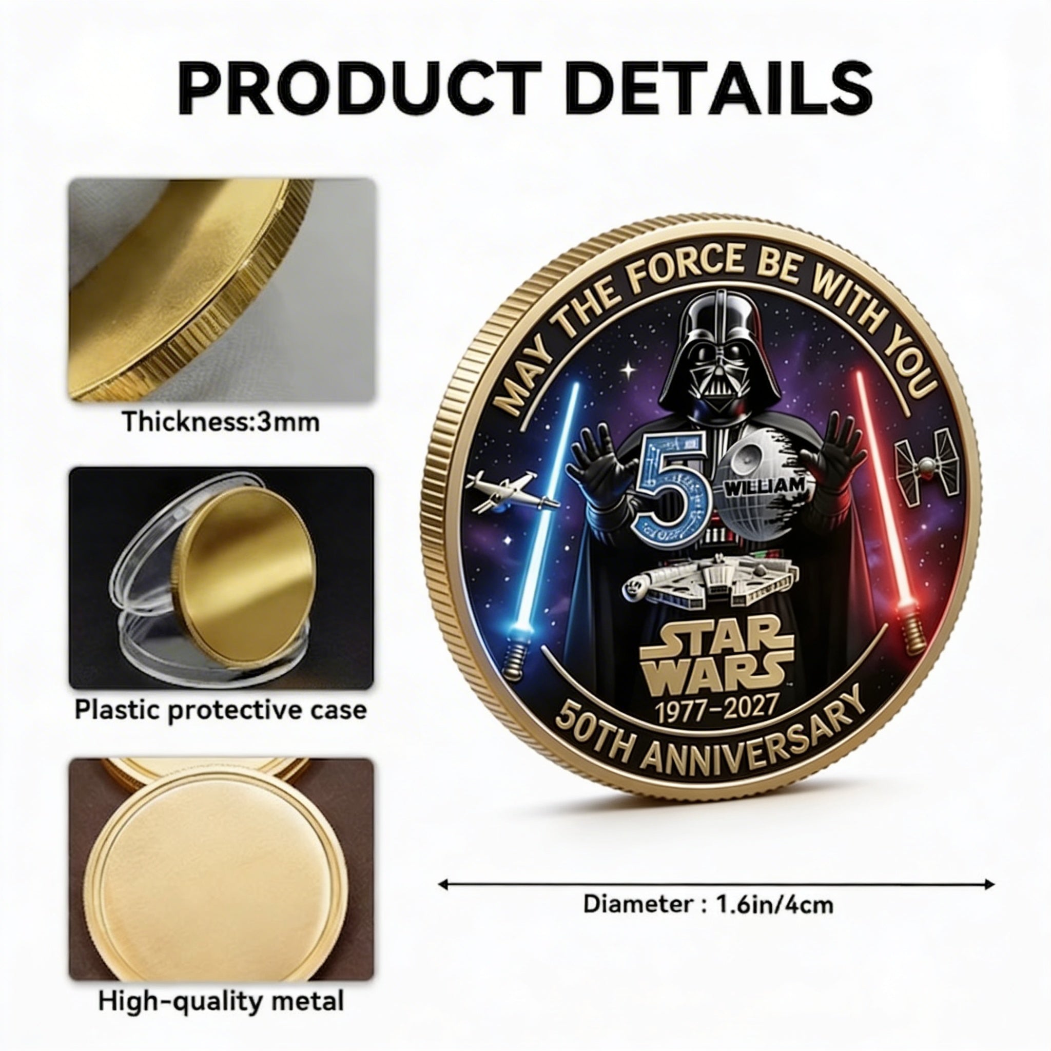 Personalized Commemorative Coin 50th Anniversary Star Wars Gift