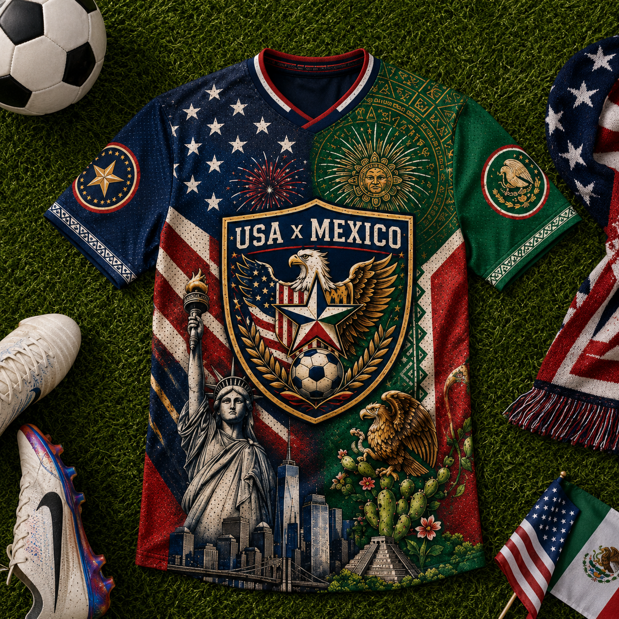 Personalized USA Mexico Soccer Jersey Custom Name & Number Gift for Football Fans