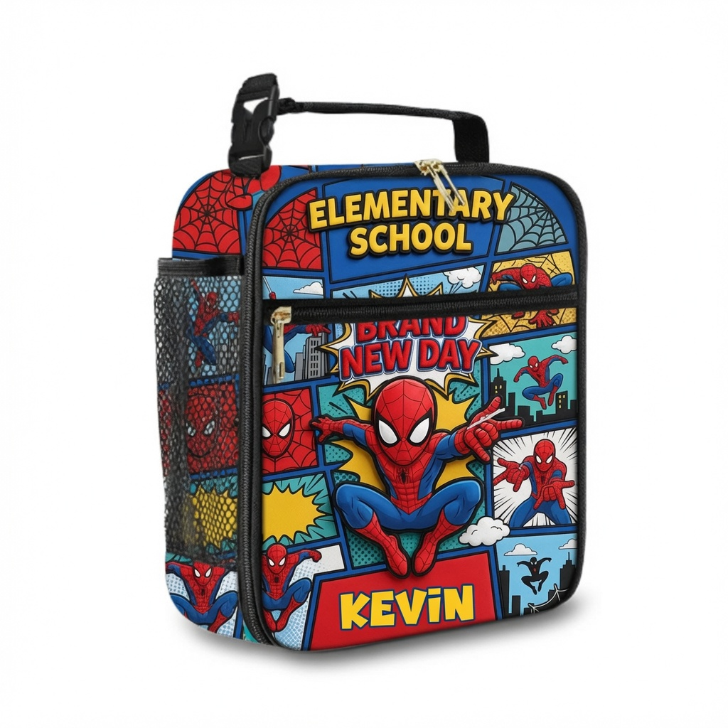 Personalized Spidey Backpack Set with Lunch Bag & Water Bottle for Kids School Bag+ GradoCreations