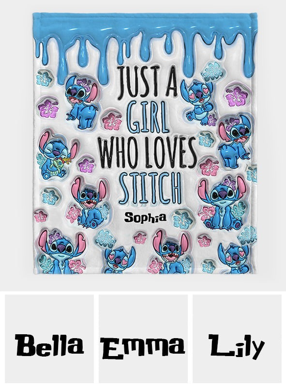 Personalized Blanket Just A Girl Who Loves Stitch Gift for Movie Fans