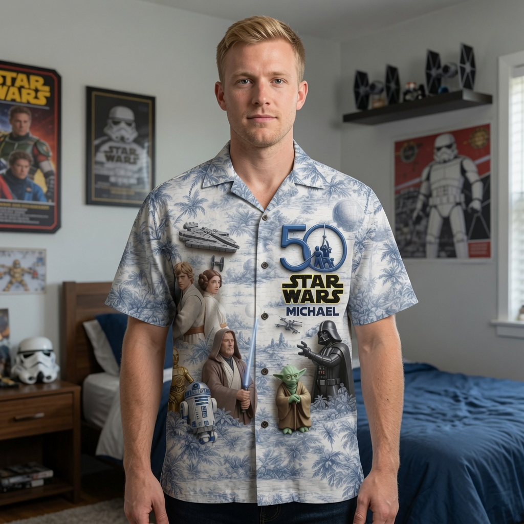 Personalized Star Wars Hawaiian Shirt Custom Name Gift for Movie Fans Hawaiian Shirt GradoCreations