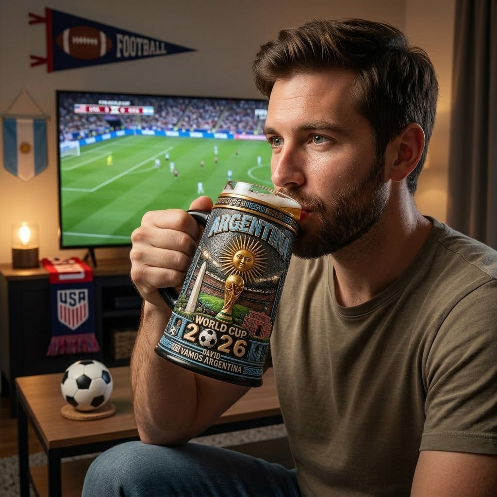 Personalized Argentina Beer Stein Soccer Gift for Fans 2026