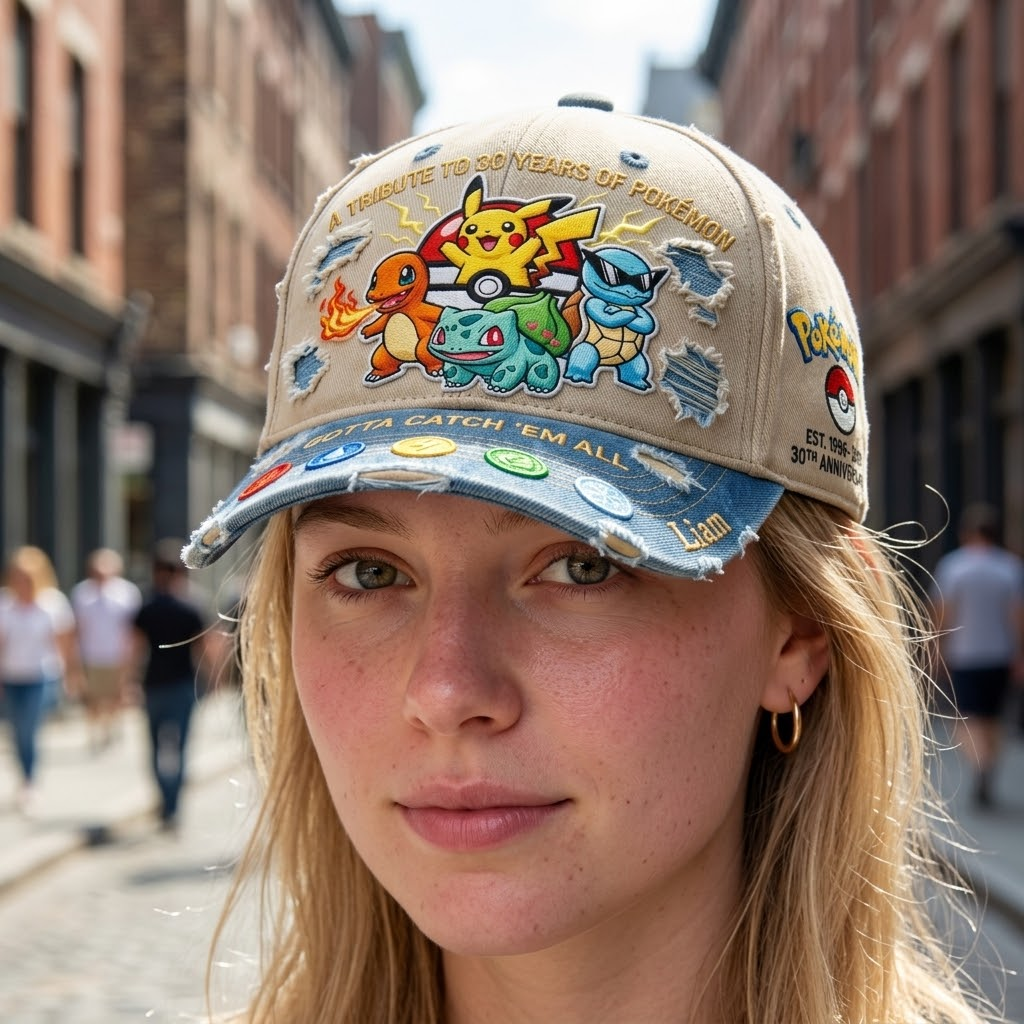 Personalized 30th Anniversary Cap Tribute to Pokémon Gift for Fans