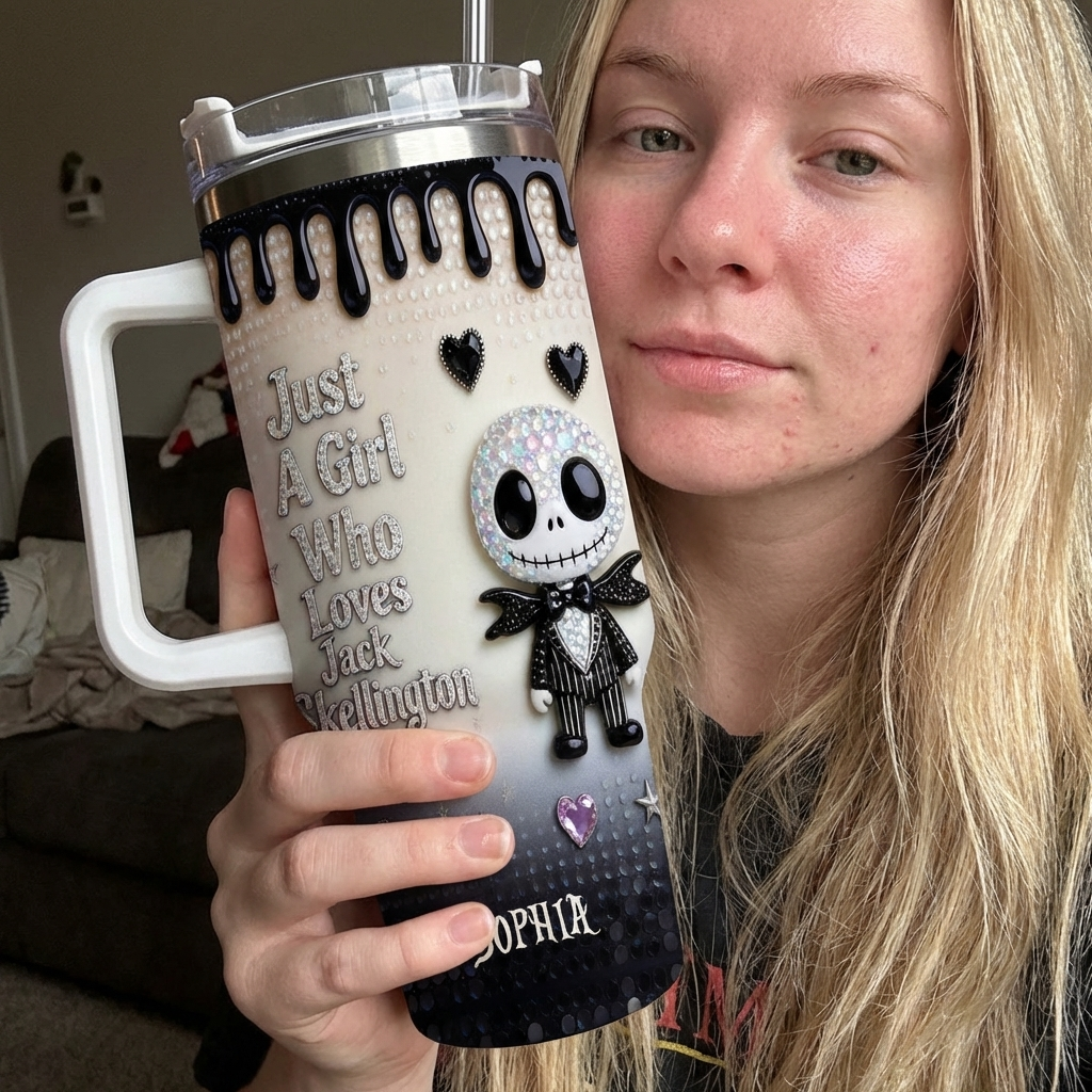 Personalized Spooky Tumbler with Handle for Movie Fans - Unique Gift for Her