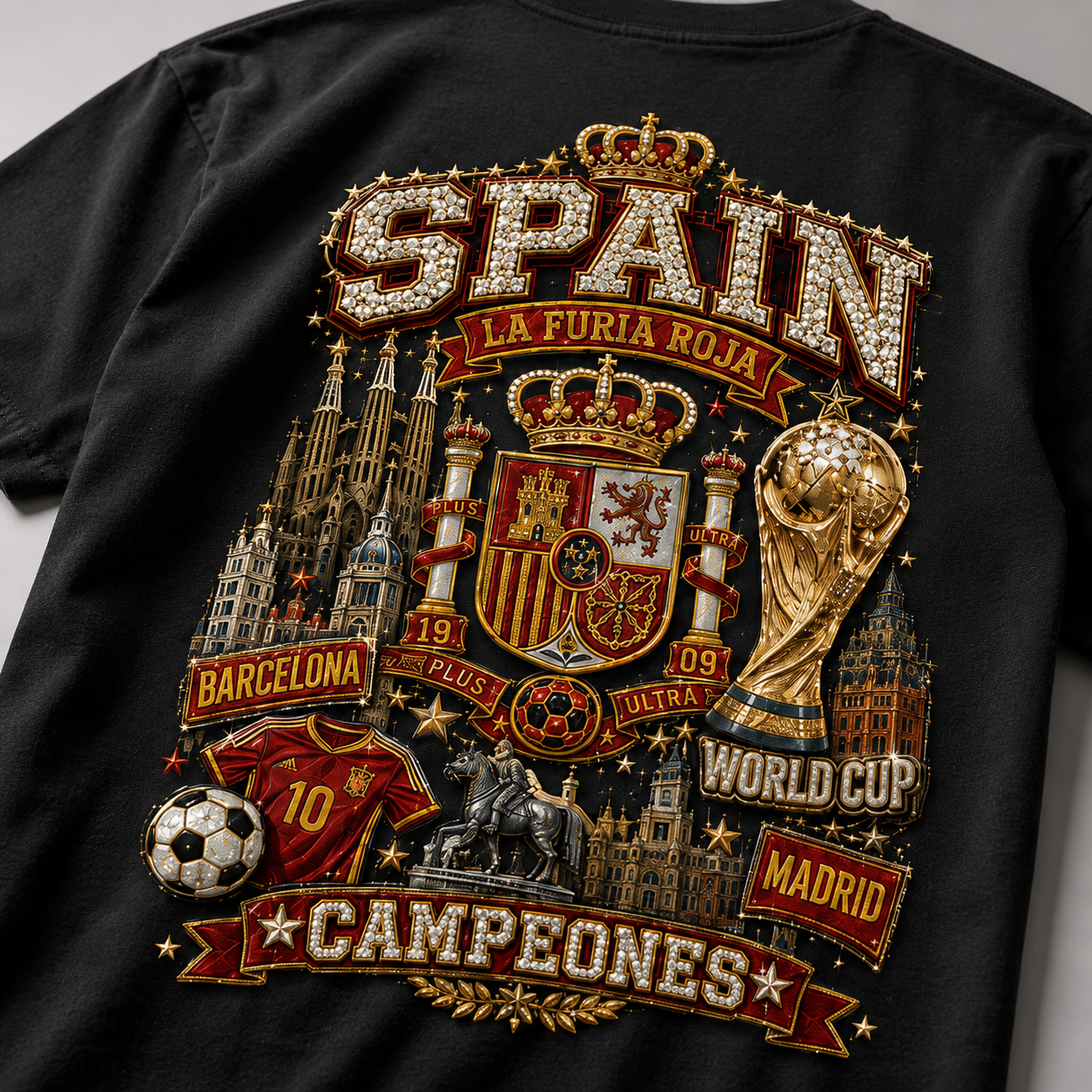 Personalized Spain La Furia Roja Shirt Gift for Football Fans Cotton Apparel GradoCreations