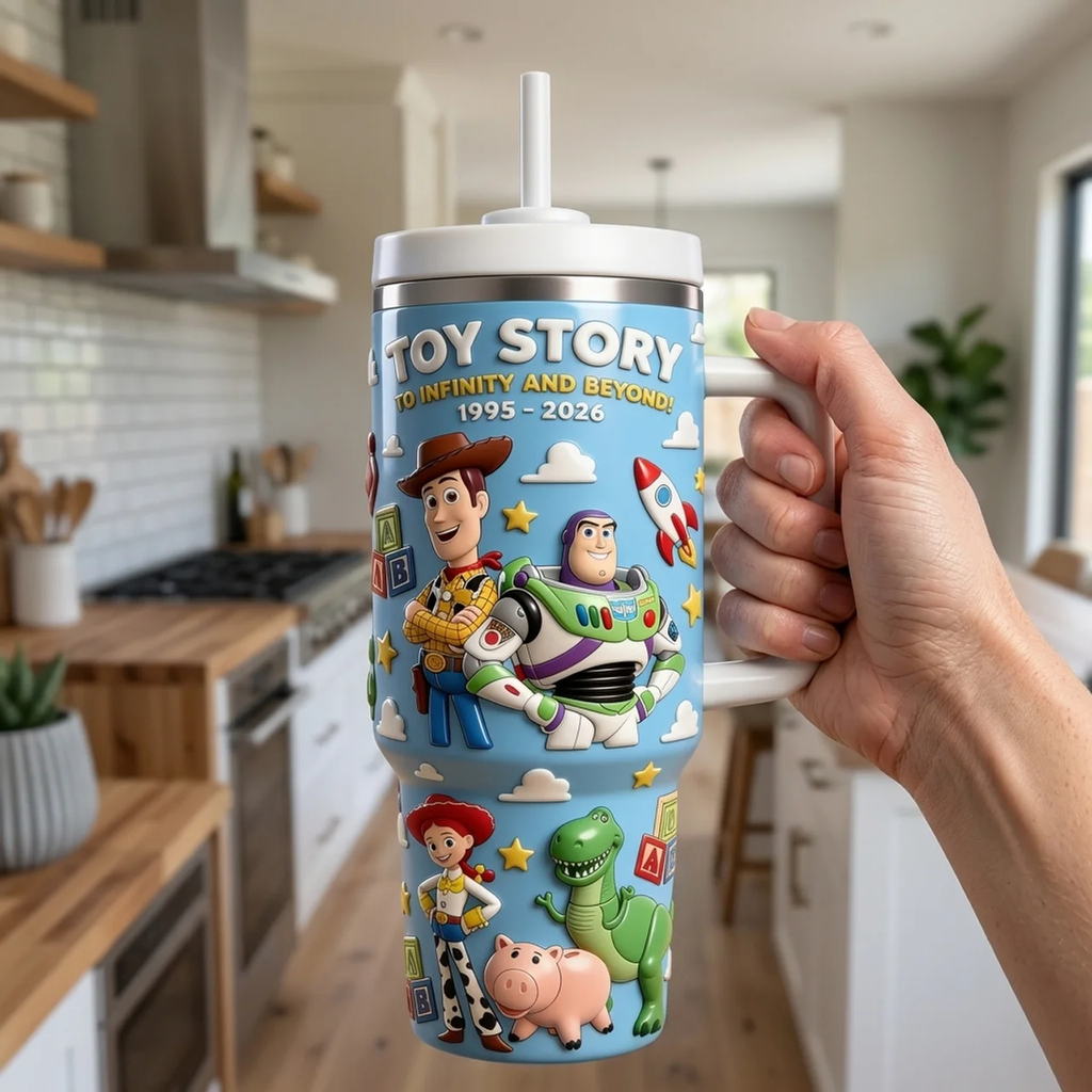 Personalized Toy Story Tumbler With Handle Gift for Movie Fans