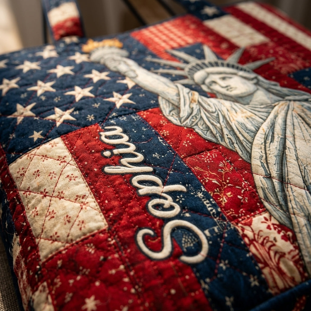 Personalized Statue of Liberty Quilted Tote Bag Gift for Her