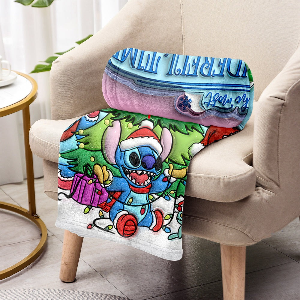 Personalized Christmas Blanket with Fun Characters for Kids Gift