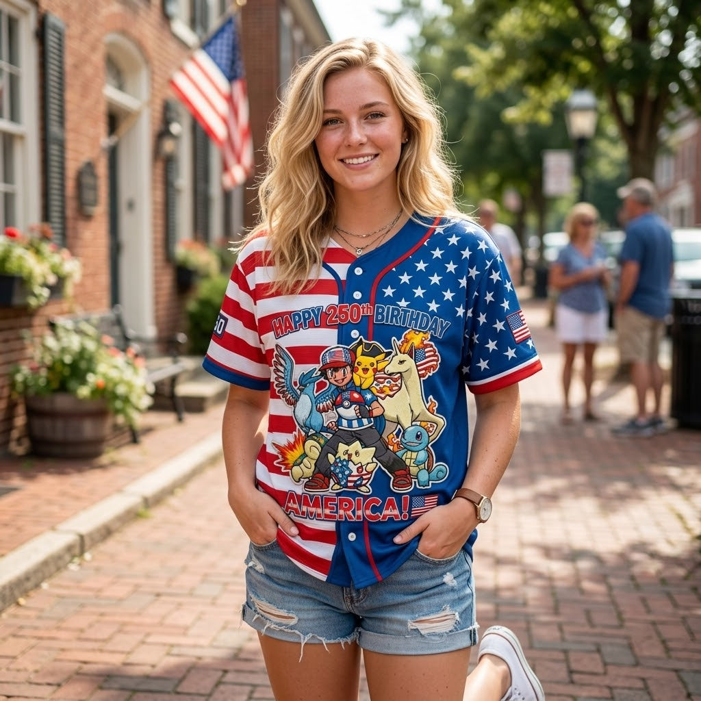Personalized Baseball Jersey for Movie Fans - 250th America Celebration Gift