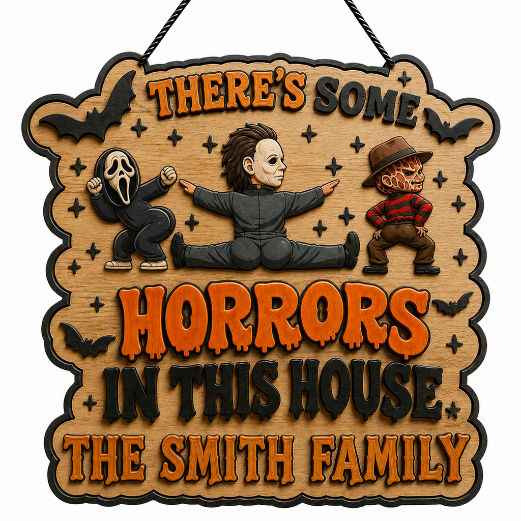 Personalized Luminous Wooden Sign Halloween Gift for Family Luminous Wooden Sign GradoCreations