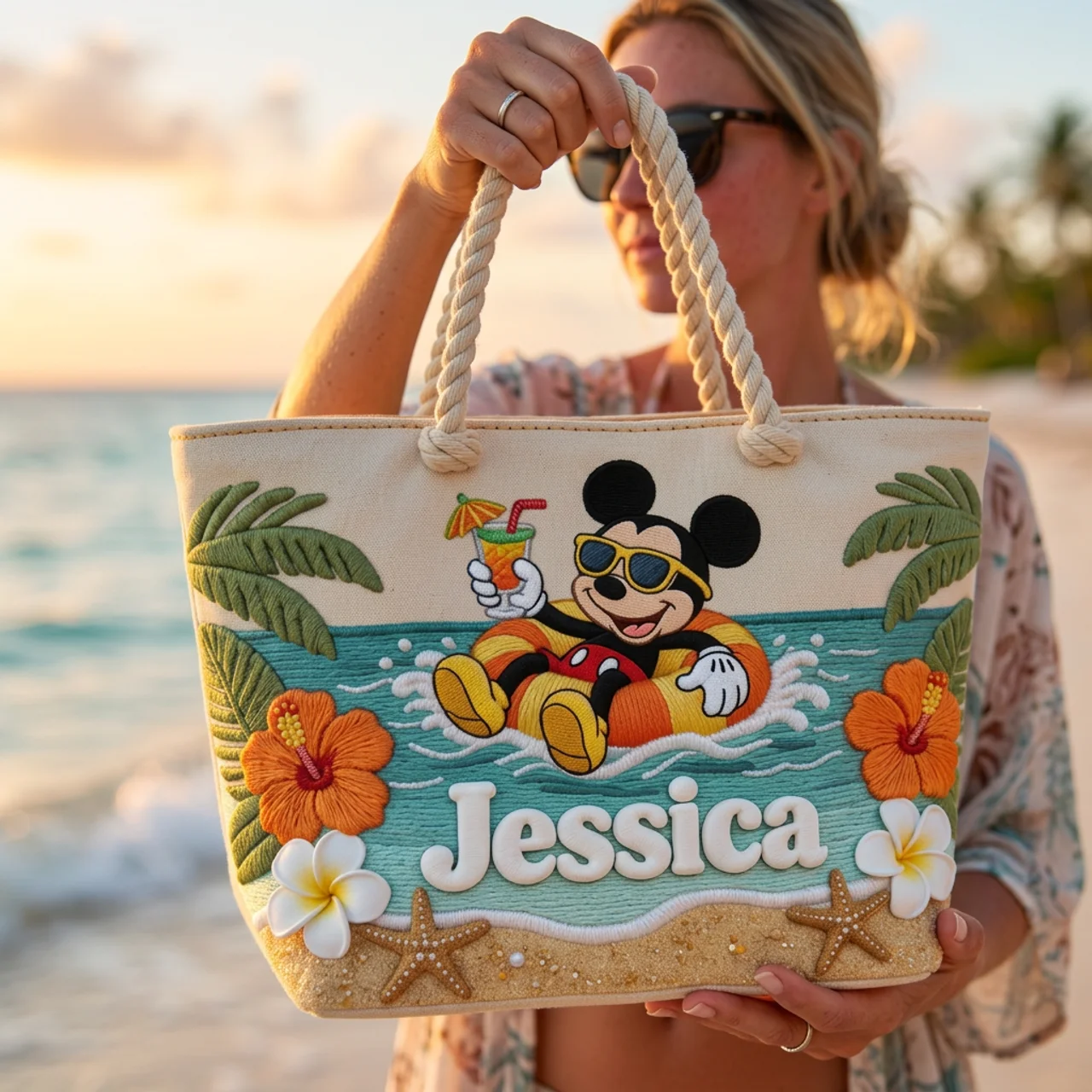 Personalized Beach Bag with Custom Name for Travel Lovers