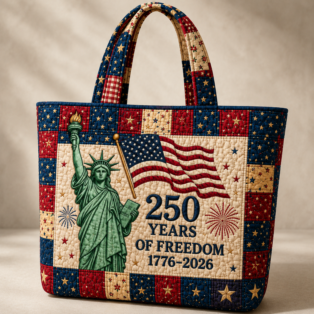Statue Of Liberty Quilted Tote Bag 250 Years Freedom Gift for Her