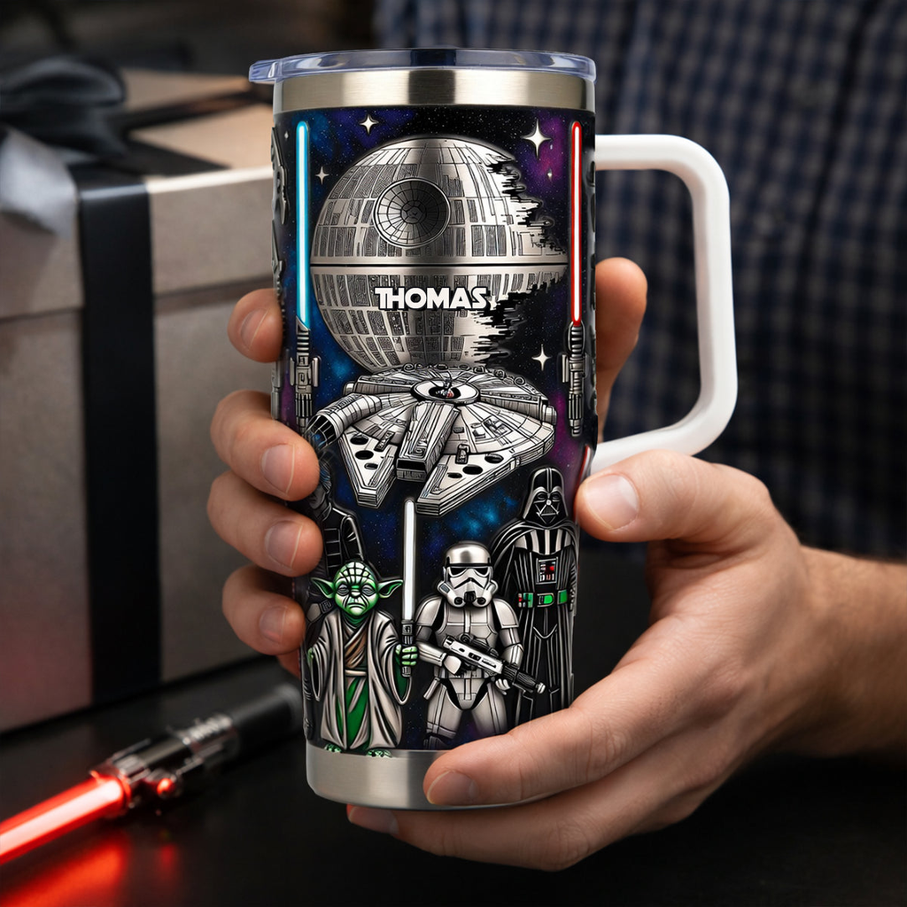 Personalized Galaxy Star Wars Tumbler Custom Name Gift for Movie Fans