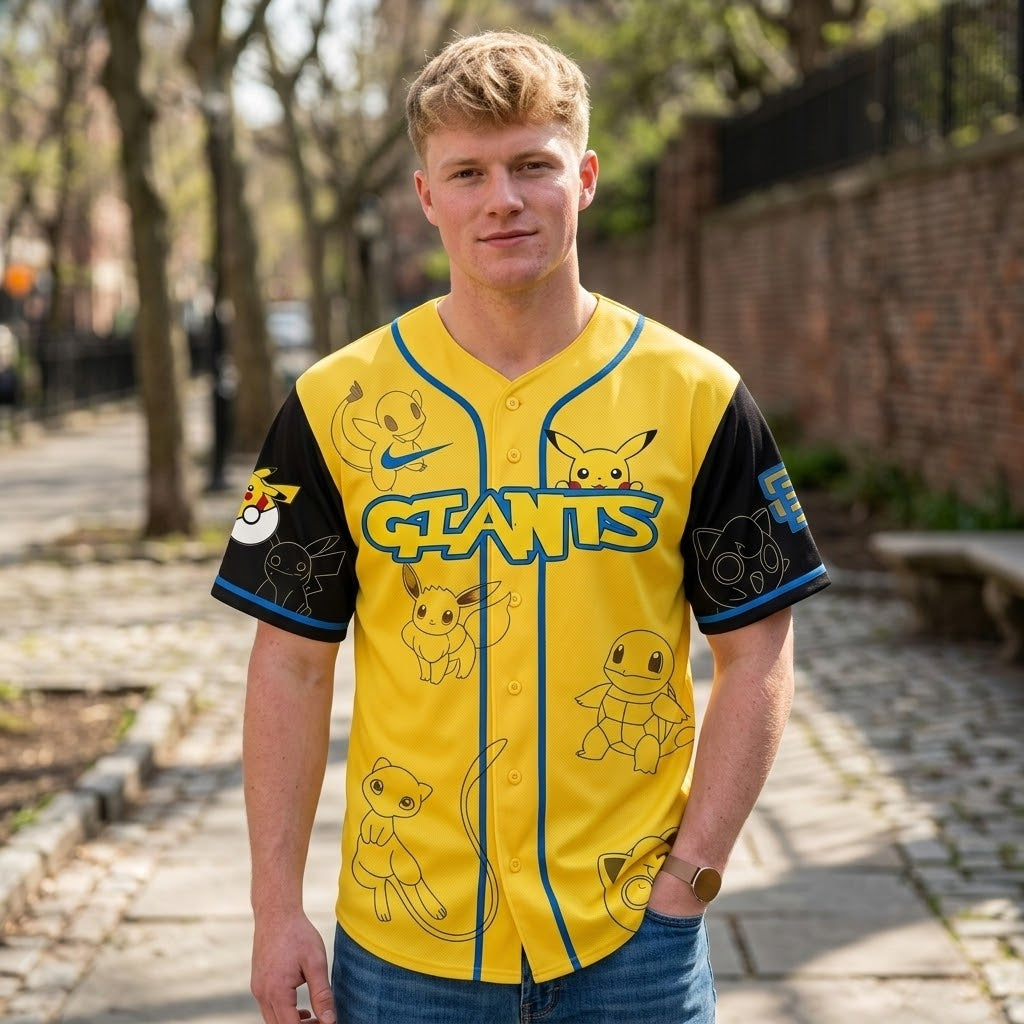 Personalized Pokemon Baseball Jersey Custom Gift for Movie Fans Anniversary