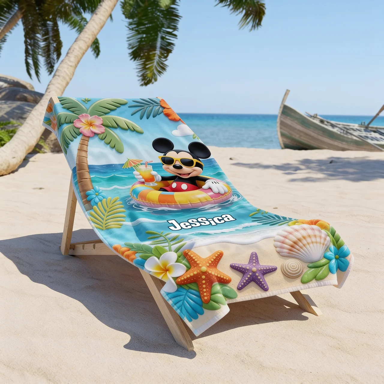 Personalized Beach Towel with Vibrant Mickey Design for Summer Fun Beach Towel GradoCreations