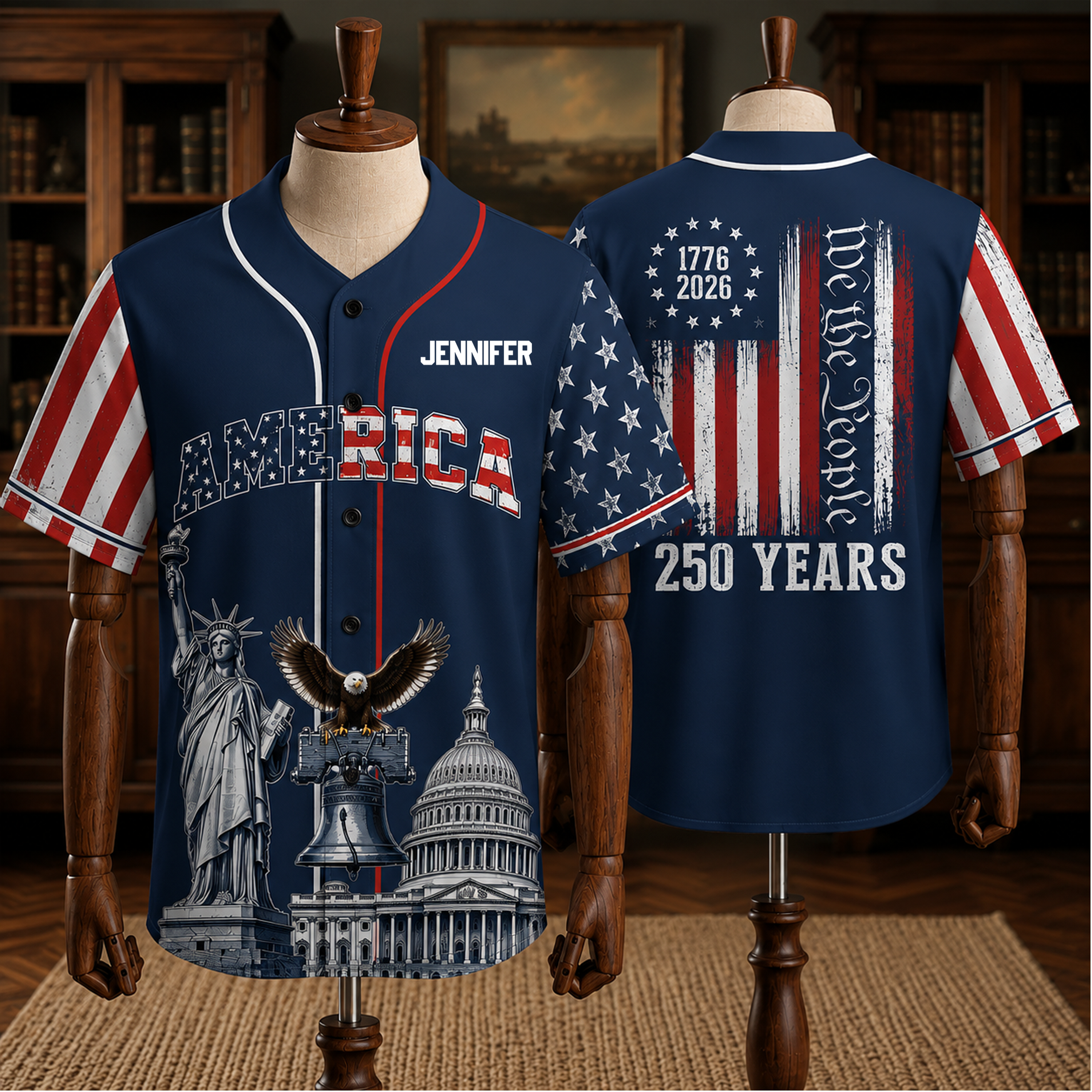 Personalized USA 250th Anniversary Baseball Jersey for Adults & Kids