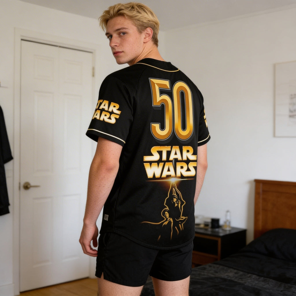 Personalized Star Wars 50th Anniversary Baseball Jersey Gift for Movie Fans
