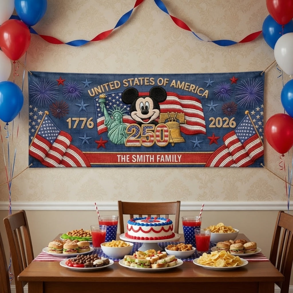 Personalized Outdoor Banner USA 250 Years Custom Family Gift