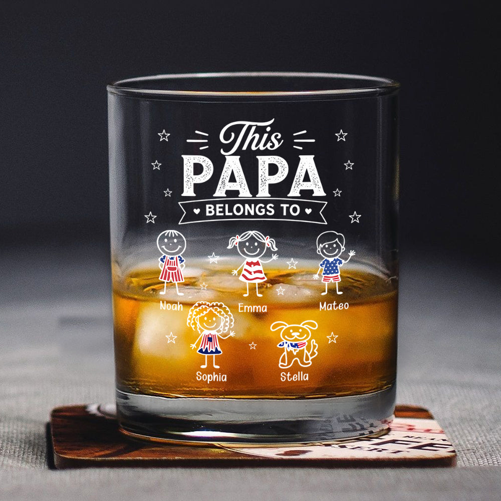 Personalized Whiskey Glass Custom Kid Names Gift for Dad HN590 - Print Rock Glass GradoCreations