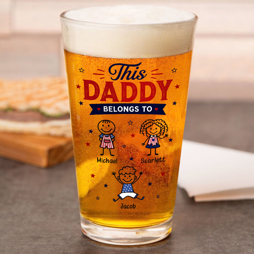 Personalized Beer Glass This Dad Belongs To Gift for Father HN590 - Print Beer Glass GradoCreations