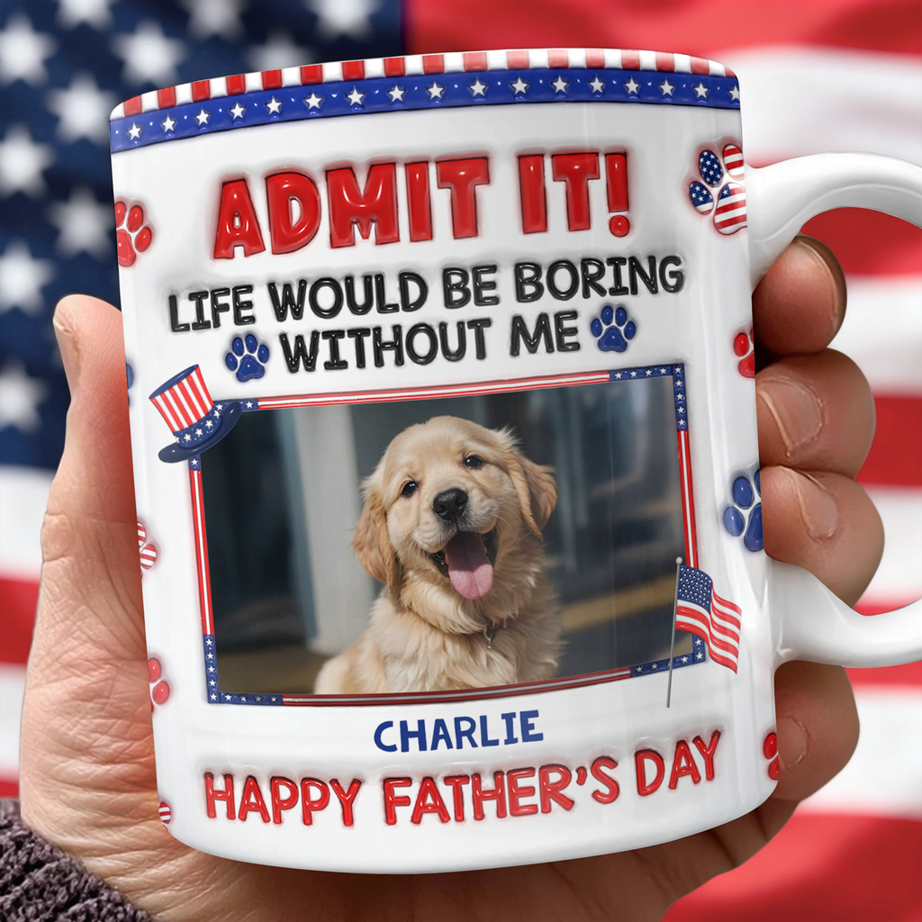 Personalized Dog Photo Mug Custom Photo Gift for Dog Dad HN590 - edge to edge mug GradoCreations