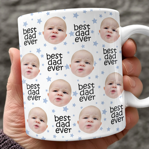 Custom Face Mug with Colored Stars Gift for Dad & Mom HN590 - edge to edge mug GradoCreations