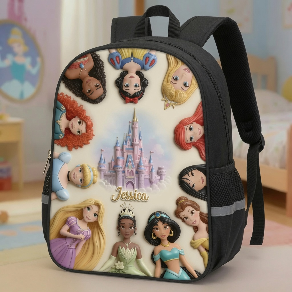 Personalized Cartoon Princess Backpack Set for Kids - School Gift School Bag+ GradoCreations