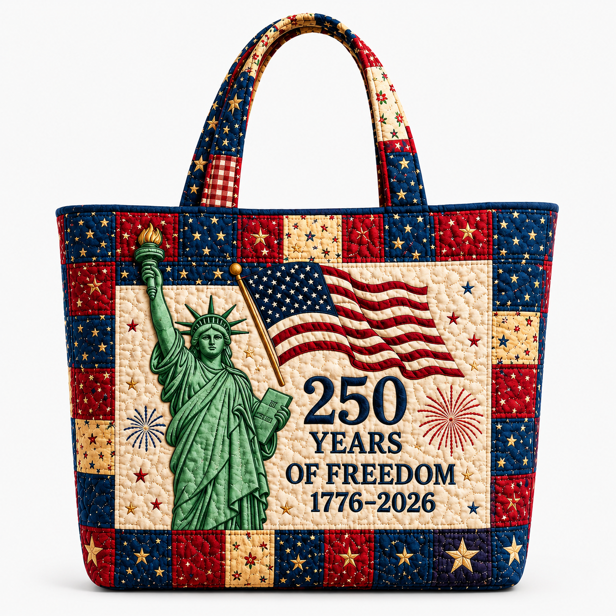 Statue Of Liberty Quilted Tote Bag 250 Years Freedom Gift for Her