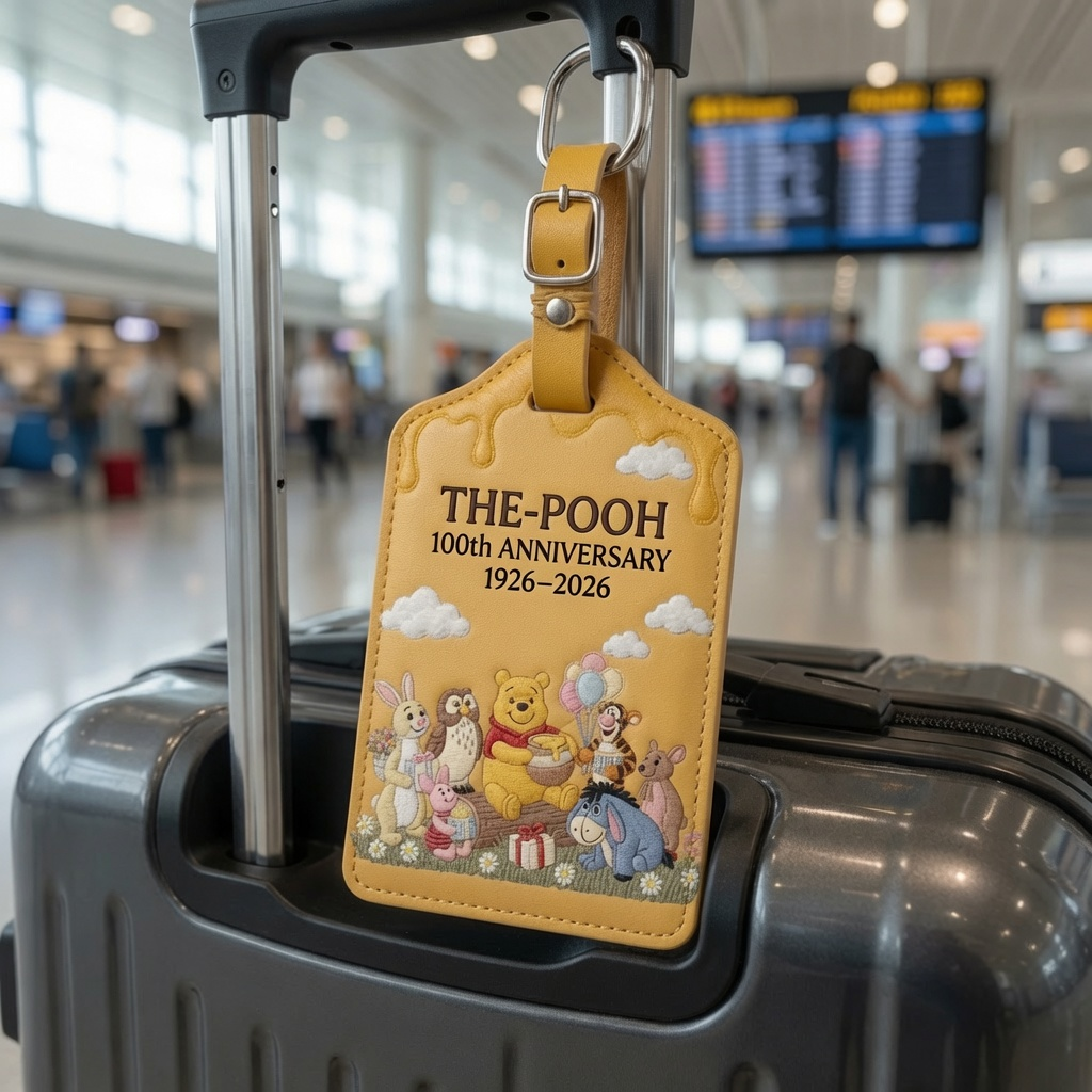 Personalized Disney Pooh Passport Holder & Luggage Tag Set - Travel Gift for Kids Passport Holder & Luggage Tag Set GradoCreations
