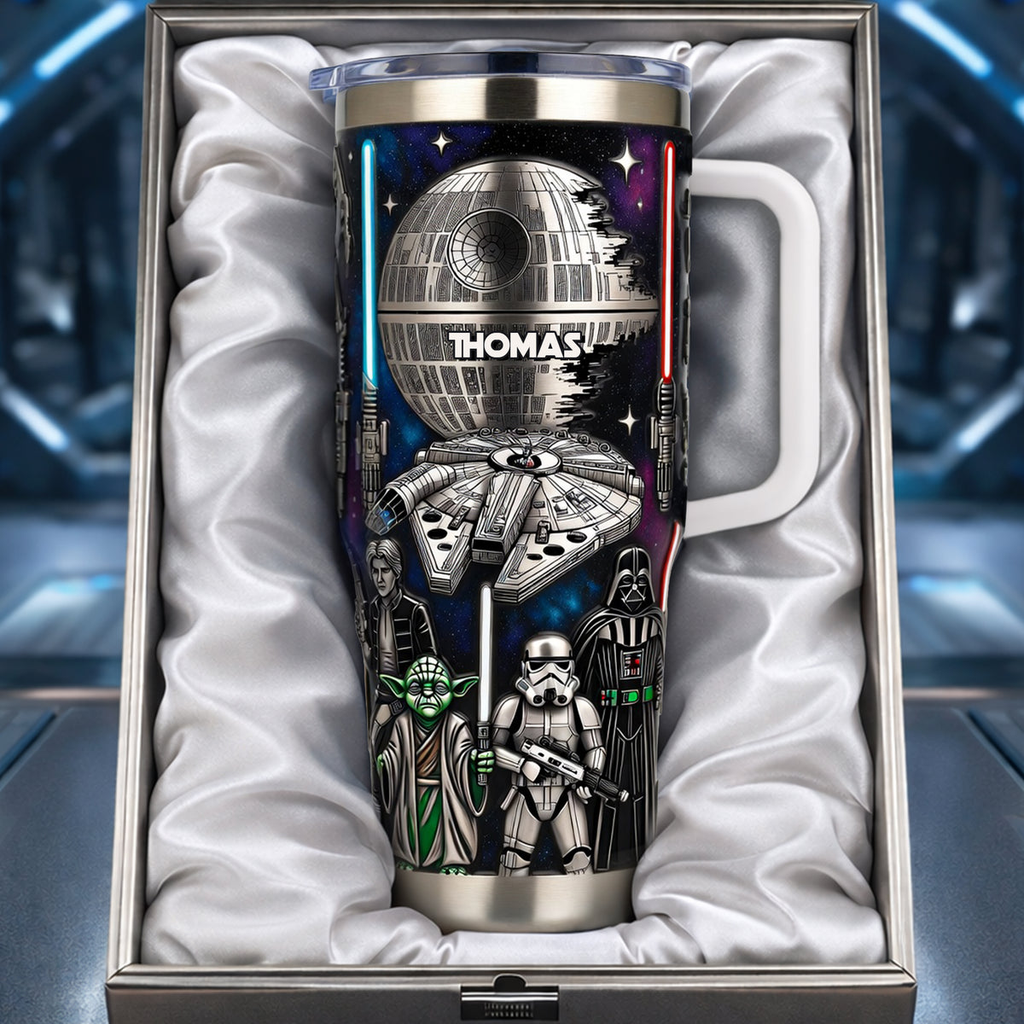 Personalized Galaxy Star Wars Tumbler Custom Name Gift for Movie Fans