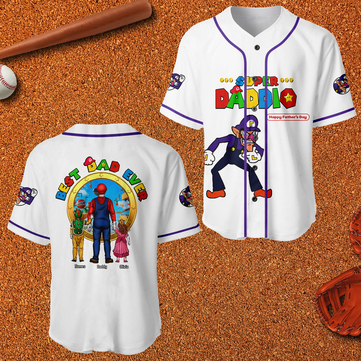 Personalized Mrio Super Daddio Baseball Jersey Unique Gift for Dad