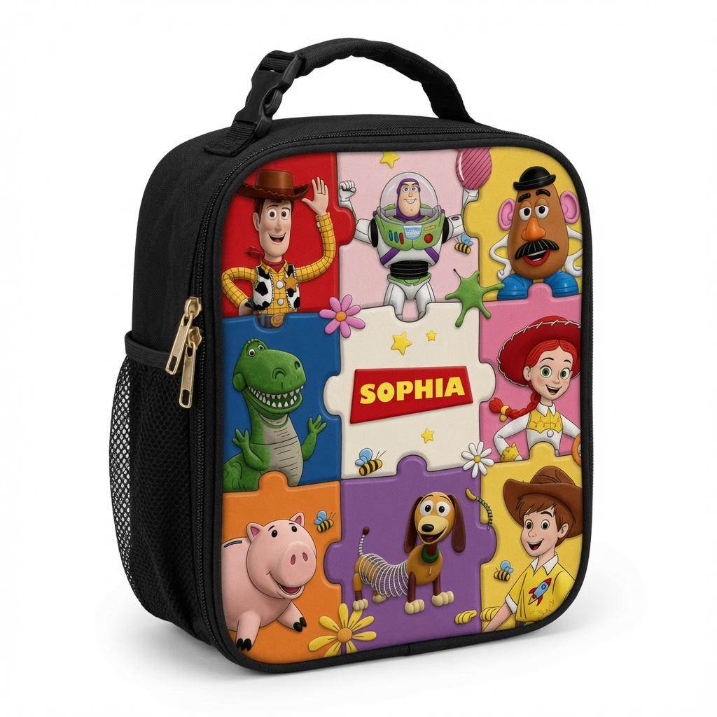 Personalized Cartoon Backpack Lunch Bag Water Bottle Set for Kids