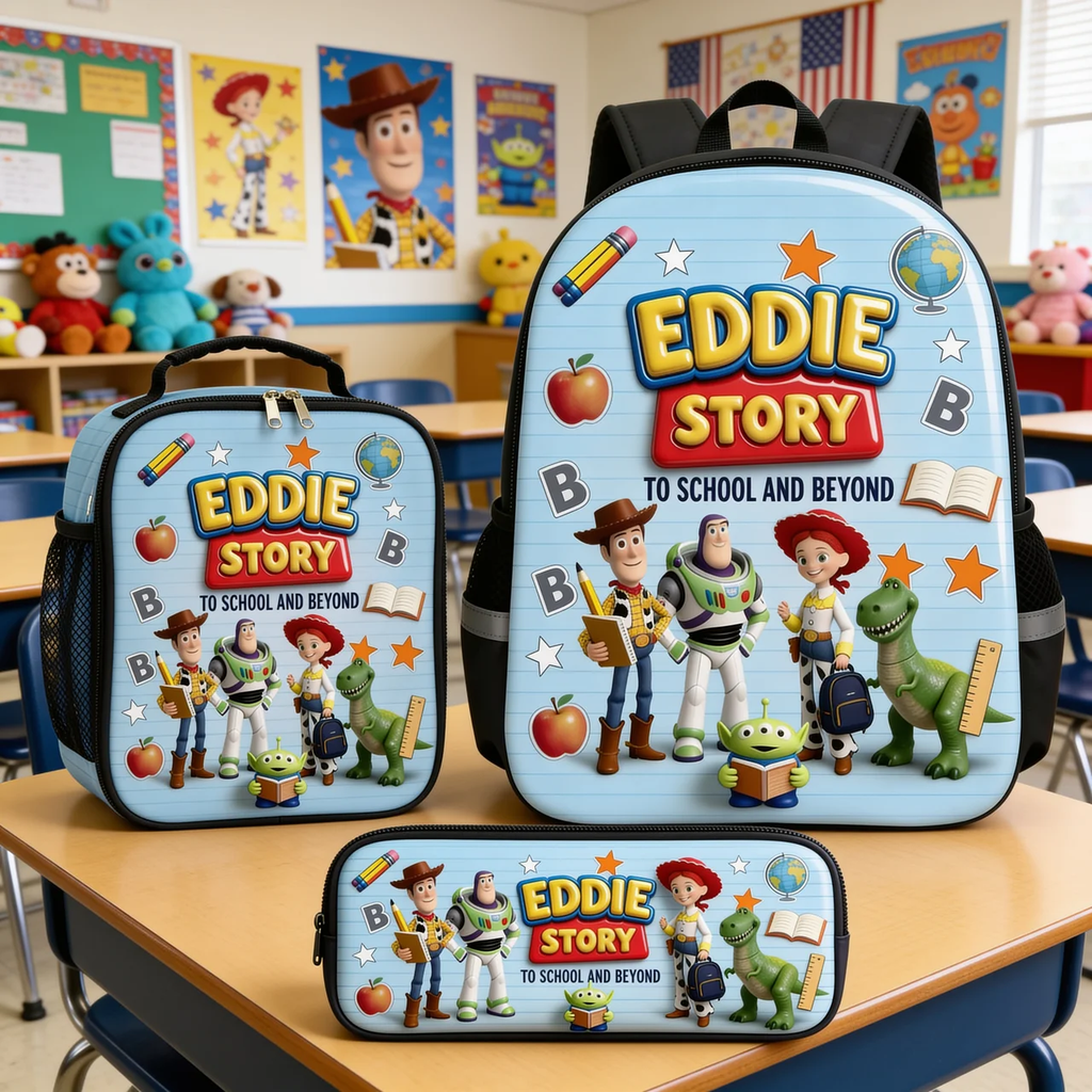 Personalized Toy Story School Set Backpack, Lunch Bag, Pencil Case & Water Bottle for Kids School Bag+ GradoCreations