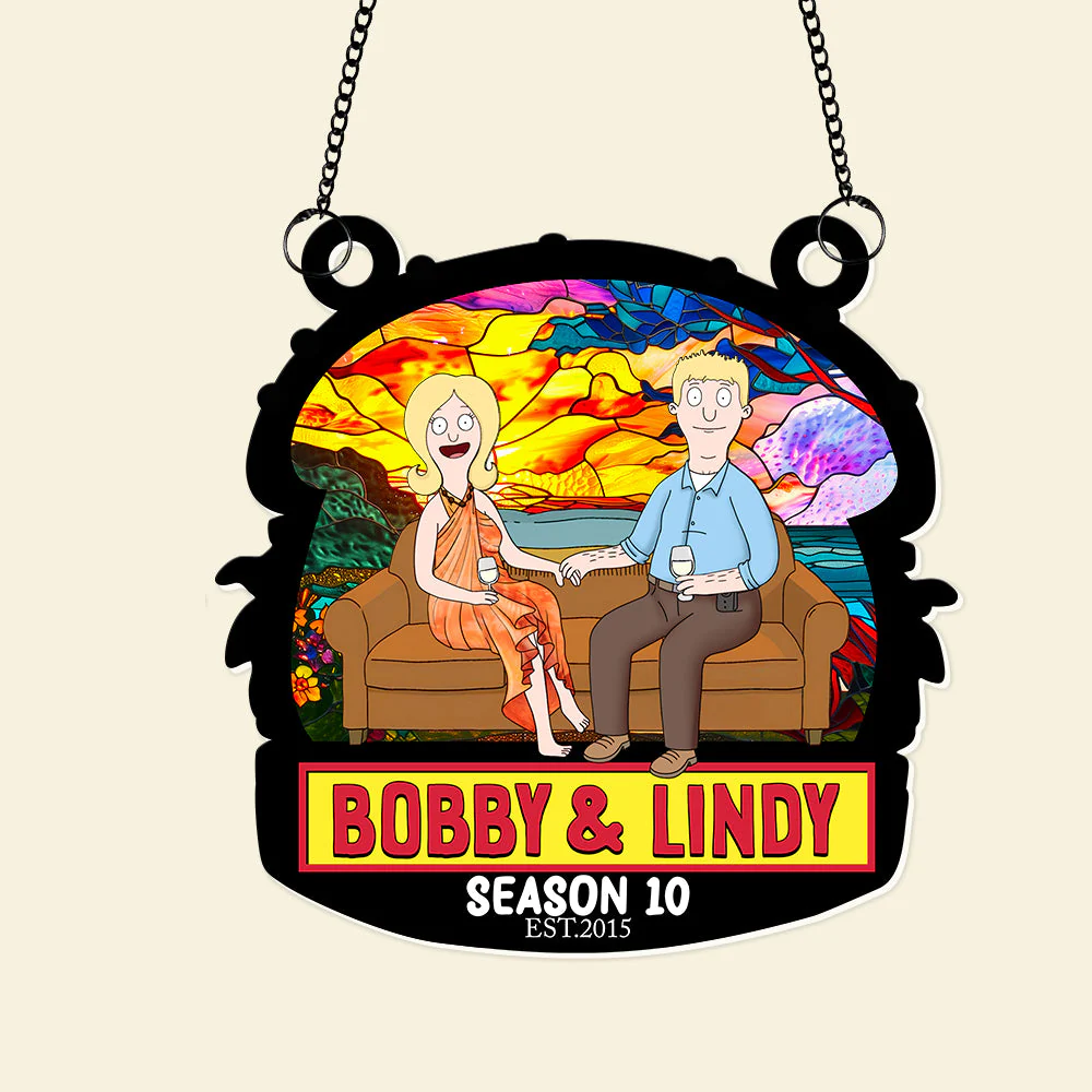 Personalized Burger Couple Suncatcher Ornament for Home Decor