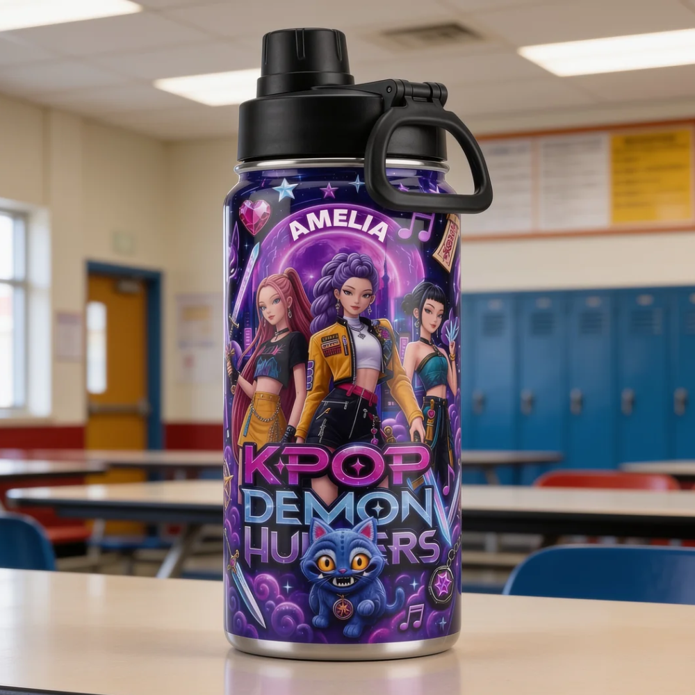 Personalized Kpop Demon Hunters Backpack Set with Lunch Bag, Pencil Case & Water Bottle for Kids School Bag+ GradoCreations