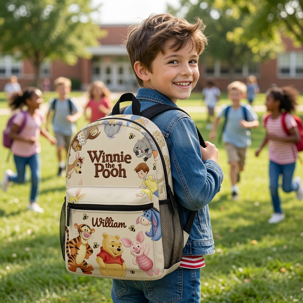 Personalized Winnie the Pooh Backpack Custom Name Gift for Kids