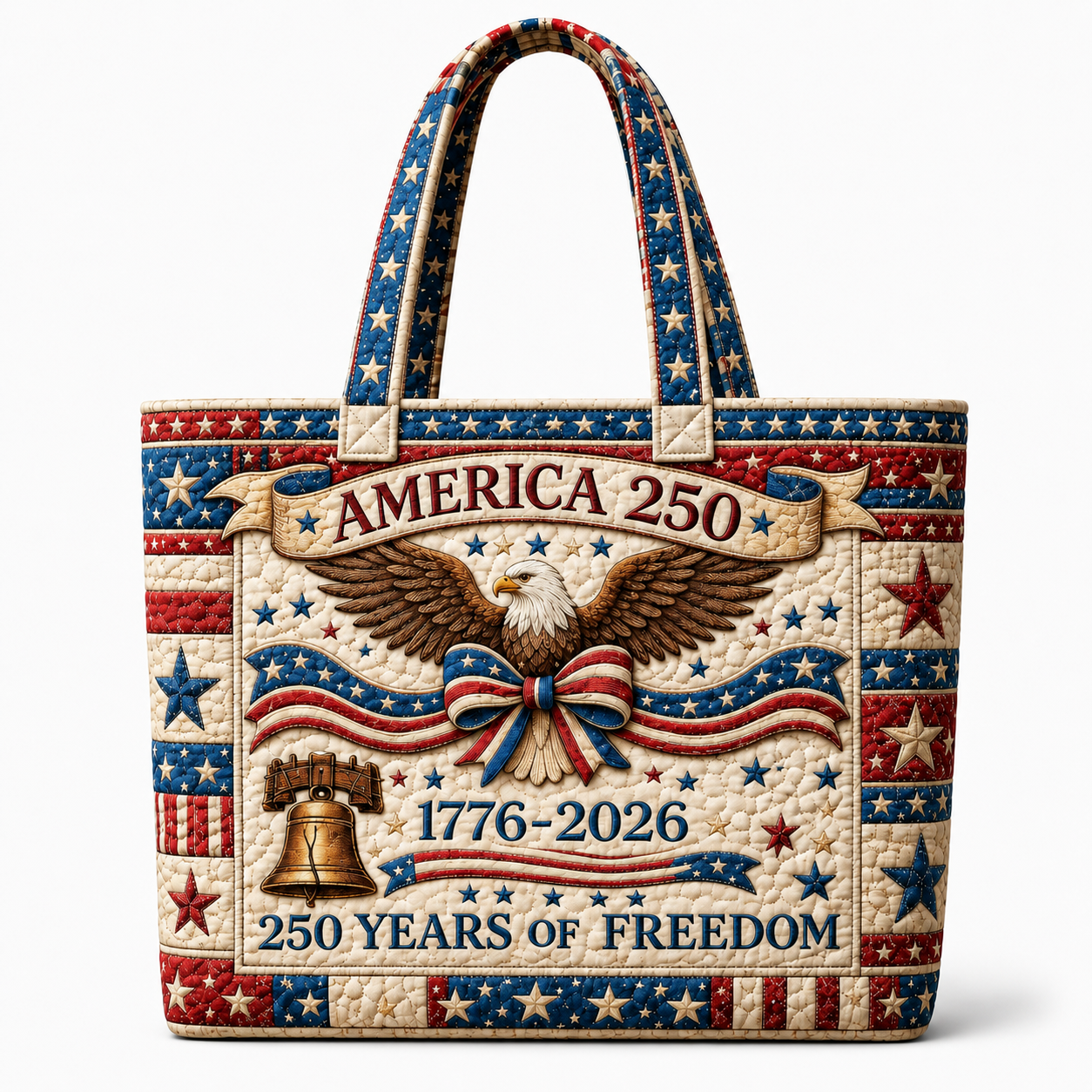 America 250 Freedom Quilted Tote Bag for Her - Patriotic Gift