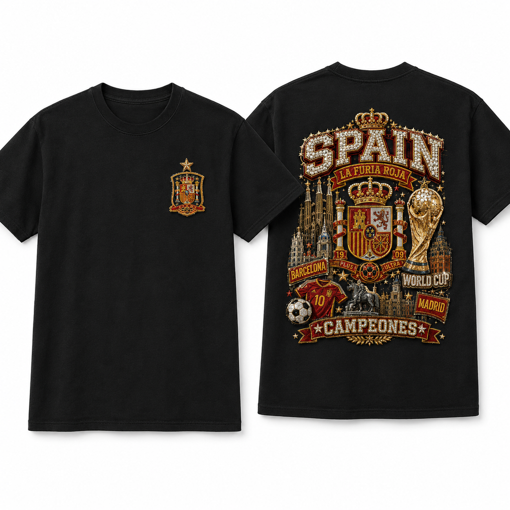 Personalized Spain La Furia Roja Shirt Gift for Football Fans Cotton Apparel GradoCreations